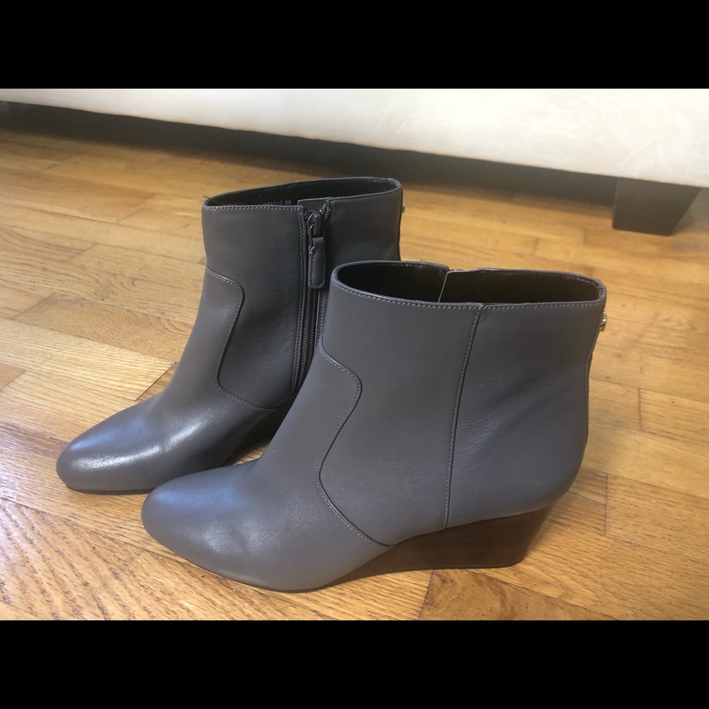 Gray Cole Haan wedged booties